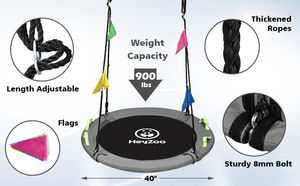 Zoshine Swing Soucoupe de 48 pouces Capacité de poids 900lbs Sangles de suspension réglables <span class=keywords><strong>Disque</strong></span> circulaire multicolore pour enfants Backyard Outdoor - Product Image 3