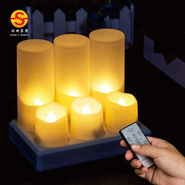 Warm White Flameless Rechargeable Candle Set with Remote Control for Wedding Parties Decorative Lighting