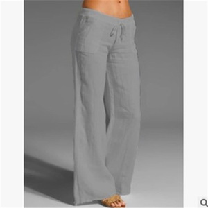 Nuovi <span class=keywords><strong>pantaloni</strong></span> europei americani a <span class=keywords><strong>vita</strong></span> alta <span class=keywords><strong>in</strong></span> cotone traspirante da <span class=keywords><strong>donna</strong></span> Casual larghi a zampa larga elasticizzati <span class=keywords><strong>in</strong></span> <span class=keywords><strong>vita</strong></span> - Product Image 4