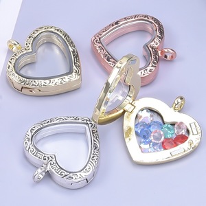 Từ opentable hình trái tim thủy tinh nổi sống Bộ nhớ mề đay quyến rũ cho vòng cổ DIY ảnh hộp quyến rũ - Product Image 1