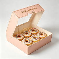Boîte en papier recyclable et pliable de qualité alimentaire pour gâteaux, biscuits, pâtisseries, macarons, beignets, avec fenêtre et logo personnalisé