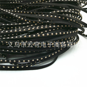 Imitation Leather Cord 5mm Single Row Rhinestone Embellished Velvet <b>Choker</b> Chain <b>Silver</b> Rivets Korean Style Flat Shape - Product Image 2