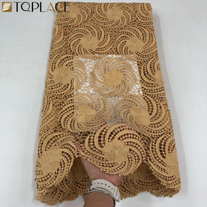 Encaje Africano con Piedras, Soluble en Agua, Color Blanco, Bordado, Encaje <span class=keywords><strong>Guipur</strong></span> Nigeriano para Vestido de Novia - Product Image 3