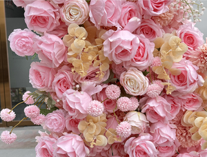 Arco di nozze fiore di nuovo design a forma di luna di alta simulazione rosa rosa seta artificiale per matrimonio sfondo decorazione - Product Image 4