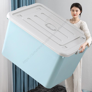 Boîte de rangement en plastique grande capacité avec couvercle et fermoirs sécurisés, empilable et emboîtable, organisateur d'articles divers en gros - Product Image 1