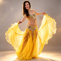 Ensemble de danse du ventre scintillant avec jupe en mousseline, costume à paillettes et strass, 5 pièces, pour spectacle sur scène, pour femmes