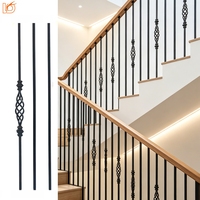 Vente en gros : Nouveau design, balustre carré creux noir de 44 pouces, en métal uni et droit, pour rampes d'escalier en fer forgé, idéal pour la maison et l'hôtel.