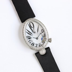 Premium High Quality Automatic <b>Mechanical</b> White Dial Oval Silver Case Diamond Bezel High Precision Luxury Elite Women Timepiece - Product Image 1