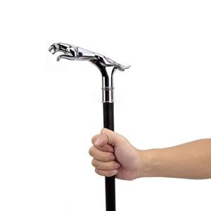 Accesorios de <span class=keywords><strong>tiro</strong></span>, bastón con mango de cabeza de leopardo dorado, bastón de autodefensa, bastón para caminar con lámina de hierro en el interior - Product Image 5