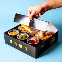 Boîte à compartiments pour mini-burgers, biodégradable, recyclable, écologique, pour emporter, en papier, pour le partage, pour poulet frit