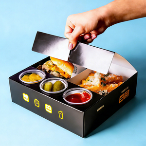 Boîte à compartiments pour <span class=keywords><strong>mini</strong></span>-burgers, biodégradable, recyclable, écologique, pour emporter, en papier, pour le partage, pour <span class=keywords><strong>poulet</strong></span> frit - Product Image 3