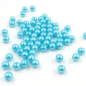 Perlas redondas perforadas de plástico ABS para decoración de prendas, perlas redondas para coser, 58 colores, 3mm, 4mm, 5mm, 6mm