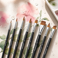 Ensemble de pinceaux professionnels en poils de poney pour aquarelle, logo personnalisé, manche en bois, pinceau d'artiste pour peinture acrylique et aquarelle