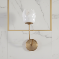 Applique Murale Industrielle Personnalisée en Fer Forgé avec Abat-jour en Verre, Contrôle Tactile, Intensité Réglable, Culot E12, Luxe pour Salle de Bain