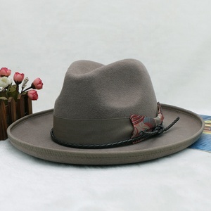 Mujeres Hombres Unisex Lujo Clásico Ala Ancha Rollo Lana Pork <span class=keywords><strong>Pie</strong></span> Brim Panamá Fedora Sombrero de fieltro para fiestas Muestra gratis disponible - Product Image 4