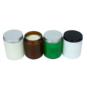香味琥珀色绿色白色罐子蜡烛定制奢华香薰玻璃蜡烛批发