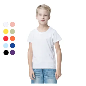 Kid Jongens En Meisjes Vlakte Blank Katoen Oem Logo Custom Kinderen 100 Katoenen T-shirt