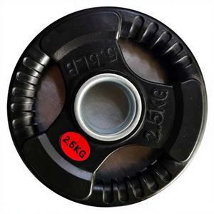 Disques de musculation en caoutchouc à triple grip, plaques de poids en caoutchouc pour haltères, idéales pour la musculation - Meilleures ventes - Product Image 6