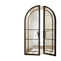 Porte double arquée française sur mesure en aluminium, anti-rouille, résistante à l'humidité, pour villa