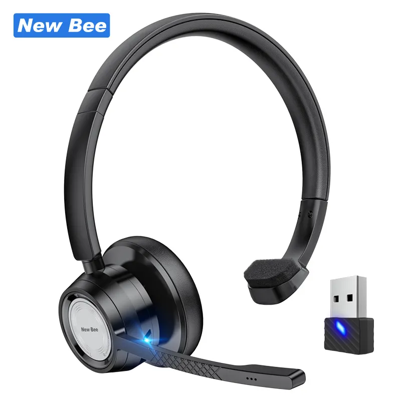 Neue Bee Noise Cancel lation Kopfhörer Trucker Wireless Single Ear Boom Mikrofon Mono Bluetooth Headset mit Dongle