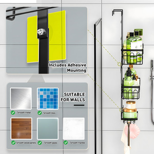 Étagère de rangement pour salle de bain sans perçage, organisateur suspendu à la porte, étagères à suspendre avec paniers pour toilettes, <span class=keywords><strong>douche</strong></span> et salle de bain - Product Image 3