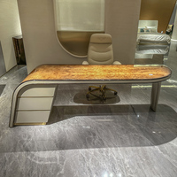 Bureau d'ordinateur en bois massif, style minimaliste de luxe léger, italien, pour patron, mobilier de bureau modulaire pour le bureau à domicile, avec rangement pour dossiers