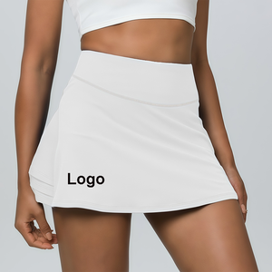 Rok Golf Slim Logo Kustom, Rok Olahraga Lari Kasual dengan Celana Dalam, Pakaian Tenis Pickleball Wanita yang Bernapas - Product Image 1