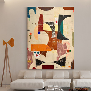 Peinture à l'huile peinte à la main, art abstrait, cadre métallique rectangulaire, décoration murale moderne minimaliste pour salon, Dafen Village Designer - Product Image 2