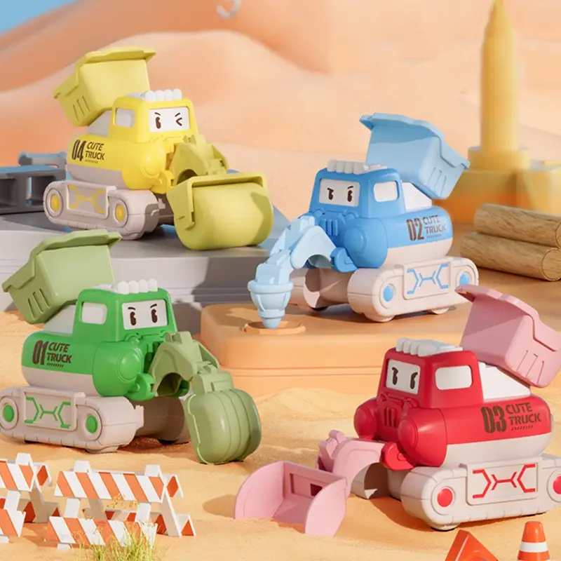 Karikatür sevimli atalet oyuncak araba çocuk mühendislik araba kazasında dayanıklı Model seti oyuncak araba