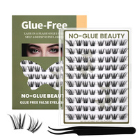 Faux cils en grappe auto-adhésifs sans colle, grande capacité, mixtes, effet manga, cils vaporeux et volumineux, en gros pour femmes