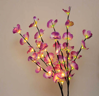 Lumière LED en forme de branche de fleur artificielle, orchidée Phalaenopsis, alimentée par piles, pour la décoration de la maison, des mariages, des fêtes en intérieur, des tables, des vases