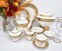 Vaisselle de luxe en porcelaine dorée en relief, style vintage, service de table en céramique arabe, provenant de la nouvelle porcelaine osseuse