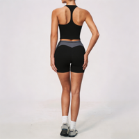 Nouvel arrivage : Ensemble de sport rembourré avec logo personnalisé GH pour femme – Débardeur et short de yoga taille haute rehausseur de fessiers, séchage rapide