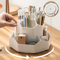 JN3820 Porte-stylos rotatif en plastique PP grande capacité, boîte de rangement moderne pour fournitures de bureau et scolaires, vente en gros