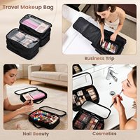 Valise de Maquillage Professionnelle Pliable à Roulettes en Tissu Oxford Grande Capacité avec Compartiment Extensible Zippé pour Technicien(ne) Ongulaire et Coiffeur(se)