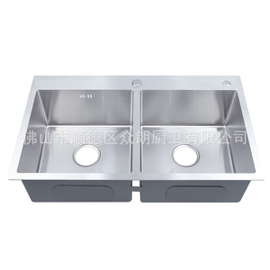 Évier de cuisine à double bac en acier inoxydable 304 A-8248, surface polie, facile à nettoyer - Product Image 3