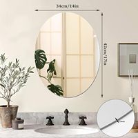 Miroir de salle de bain mural sans cadre en acrylique ovale incassable fabriqué en Chine pour la décoration de chambre à coucher