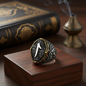 925K Sterling <b>Silver</b> Alif Islamic <b>Men</b> <b>Ring</b> - Product Image 3