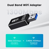 Adaptateur USB Wifi 5Ghz AC 1300Mbps cartes réseau Wi-fi double bande USB 3.0 Ethernet 2.4G 5G Wifi antenne Dongle pour récepteur PC