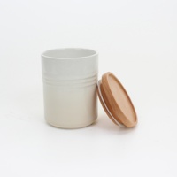 Boîtes de rangement de cuisine en céramique avec couvercle en bois Récipient alimentaire pour café sucre thé épices Condiments Logo personnalisable