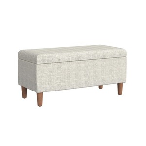 Accent Storage Bench Modern Adjustable Cream Chevron Woven Fabric 36 Inch Bedroom & Living Room - Product Image 2