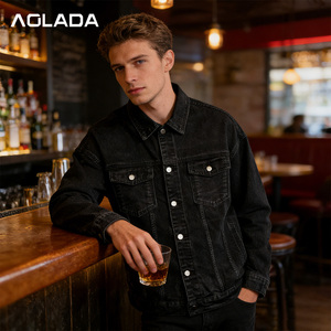 Giacca in denim personalizzata unisex 2026 all'ingrosso per uomo e donna, nera, azzurra, lavata, stile trucker, casual, streetwear, <span class=keywords><strong>cappotto</strong></span> in jeans - Product Image 2