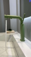 Robinet de lavabo moderne vert mat, corps tout en laiton, levier unique, eau froide et chaude, pour salle de bain et décoration intérieure
