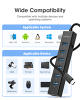 HUB USB C 8 en 1 OEM ODM, HUB de données ultra rapide en alliage d'aluminium USB 3.0 5Gbps avec port de charge 5V pour ordinateur portable