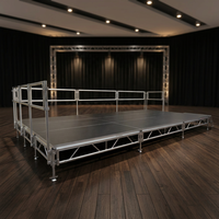 Structure de scène modulaire en alliage d'aluminium, rectangulaire, noire, antidérapante, connexion rapide, installation facile