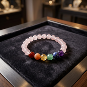 Bracelet de perles de pierres précieuses rondes fait main, style Gujarati poli, 7 Chakras, Feng Shui, artisanat en pierres semi-précieuses, cadeau de mariage - Product Image 6
