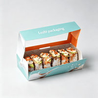 Boîte à lunch en papier kraft biodégradable avec fenêtre transparente, logo personnalisé, pour sushis, salades, emballages à emporter