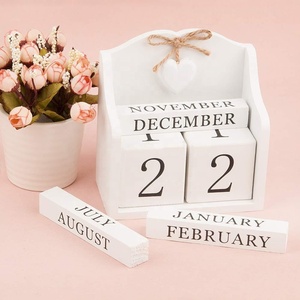 Blanc Mariage Bois Blocs <span class=keywords><strong>De</strong></span> L'avent Calendrier <span class=keywords><strong>de</strong></span> Bureau Perpétuel pour La Décoration <span class=keywords><strong>de</strong></span> Maison et <span class=keywords><strong>De</strong></span> Bureau - Product Image 5