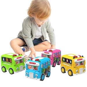 Tùy Chỉnh Thêm Logo Dễ Thương Ma Sát Phim Hoạt Hình Bánh Xe Buýt Trường Học Đồ Chơi 12Pcs Bé Đồ Chơi Xe Nhựa Đầu Đồ Chơi Xe Buýt - Product Image 1