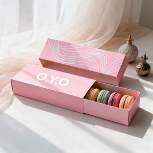 Boîte personnalisée rectangulaire ou carrée en carton ivoire pour emballage de biscuits faits main, desserts, macarons, avec fenêtre transparente en PVC - Product Image 2